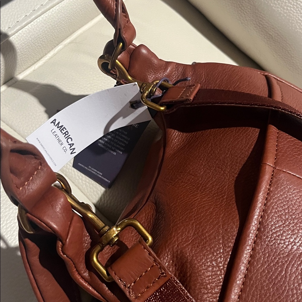 NWT American leather Co Leather Catalina convertible backpack Brown cognac Bag - Picture 12 of 16